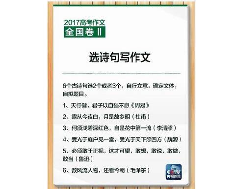 全国卷II：根据古诗句自拟文