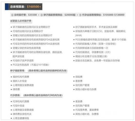 美国试管+捐卵+代孕的费用