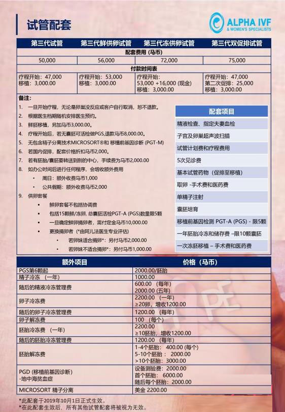马来西亚阿尔法助孕中心价格表
