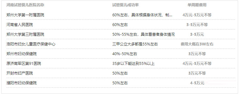 河南试管婴儿费用
