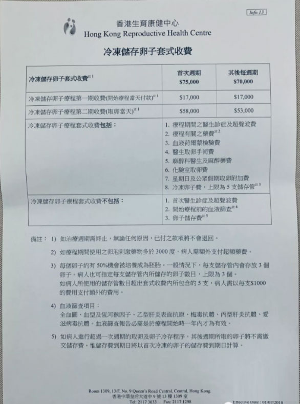 香港冻卵子费用