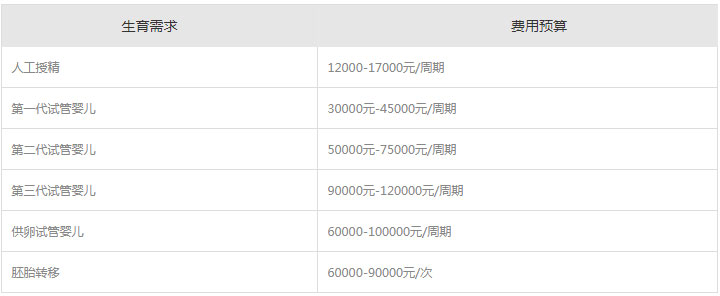 试管婴儿费用